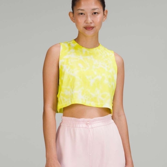 Lululemon All Yours Cropped Cotton Tank 
Marmoleado / Highlight Yellow‎ size 8 - Picture 1 of 11